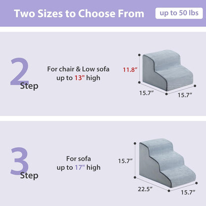 Dog Stairs for Small Dogs, 2-Steps Dog Ramp for Couch, Pet Stairs with Highly Supportive Foam and