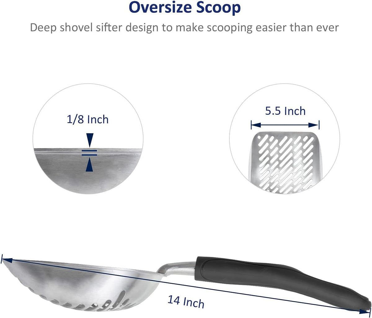 WePet Cat Litter Scoop, Aluminum Alloy Sifter, Kitty Metal Scooper, Deep Shovel with Diagonal