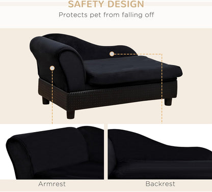 PawHut Luxury Fancy Dog Couch with Hidden Storage, Small Dog Sofa Bed with 2" Soft Foam, Modern Pet