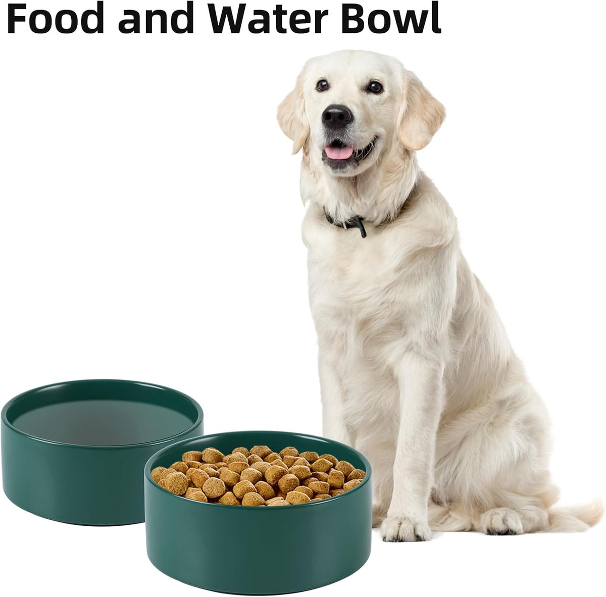 Non-Slip 8.2inch Ceramic Dog Food and Water Bowl for Large Breed Dogs, Pet Bowl for Replacement