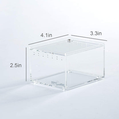 REPTI ZOO Magnetic Acrylic Case 4.1"x3.3"x2.5" Nano Enclosure Reptile Breeding Box Terrarium Cage