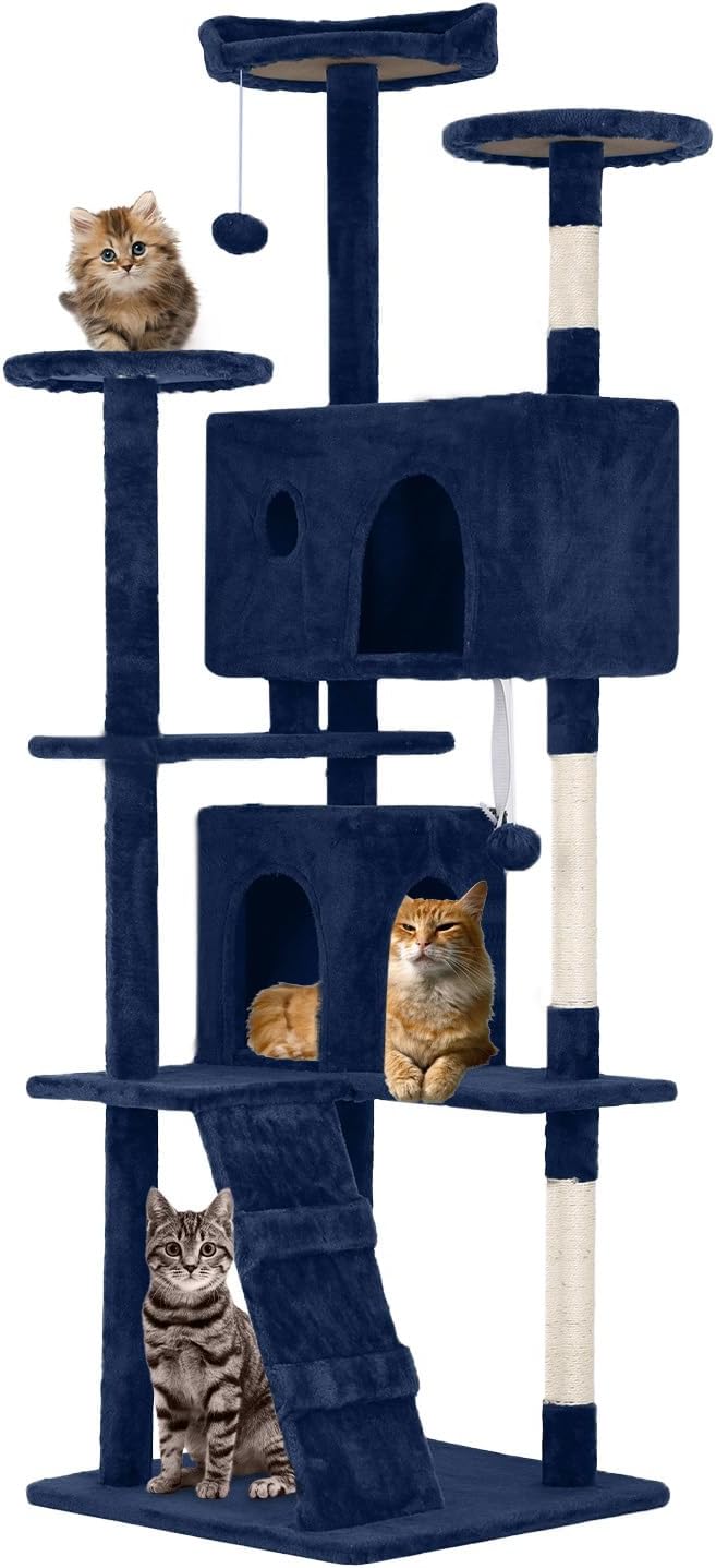 FDW Cat Tree 70in Cat Tower Multi-Level Durable Cat Scratching Post & Cozy Fun Cat Jumping Platform
