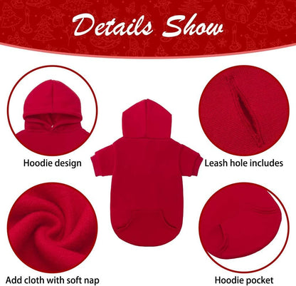 KOOLTAIL Basic Dog Hoodie - Soft and Warm Dog Hoodie Sweater with Leash Hole and Pocket, Dog Winter