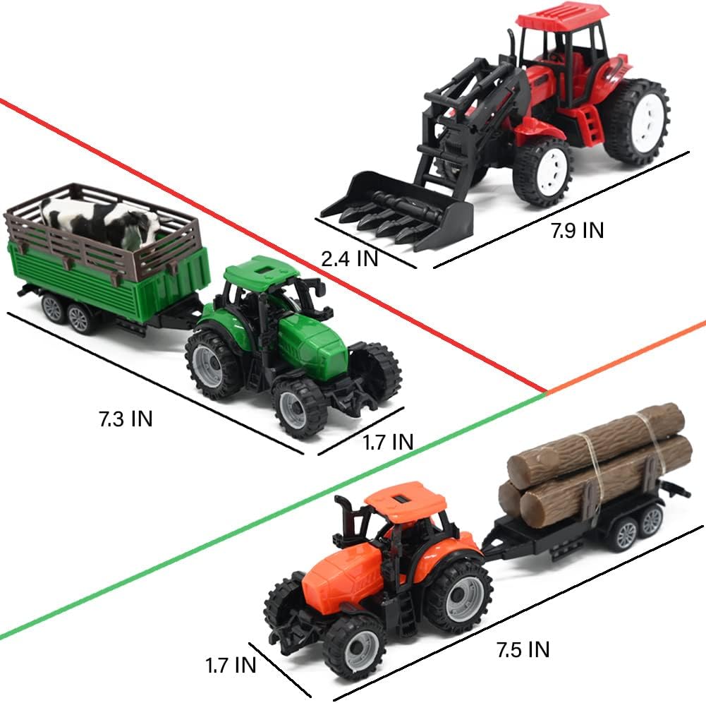 Farm Animals Figures Playset, 40 Pcs Farm Toy Tractor with Plastic Farm Animals Figurines, Farmer