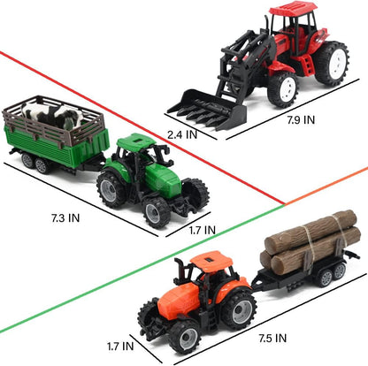 Farm Animals Figures Playset, 40 Pcs Farm Toy Tractor with Plastic Farm Animals Figurines, Farmer