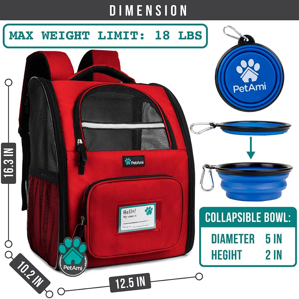 PetAmi Dog Backpack Carrier for Small Large Cat, Pet, Puppy, Ventilated Pet Hiking Backpack Travel