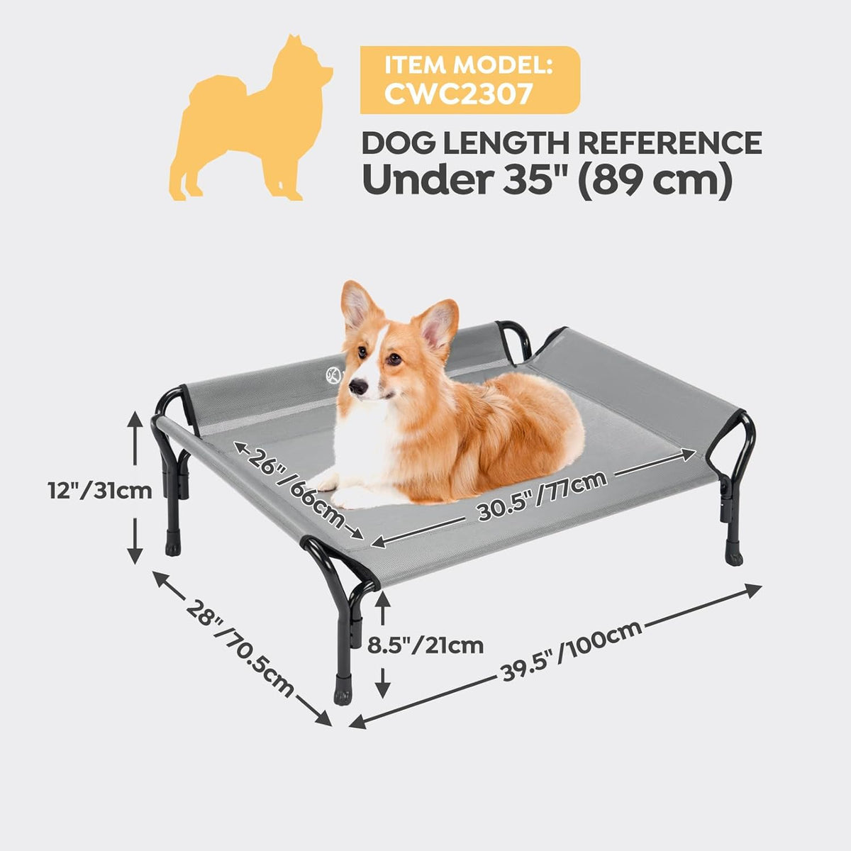 Veehoo Cooling Elevated Dog Bed, Raised Pet Cot with Guardrail & Slope Headrest, Durable Breathable