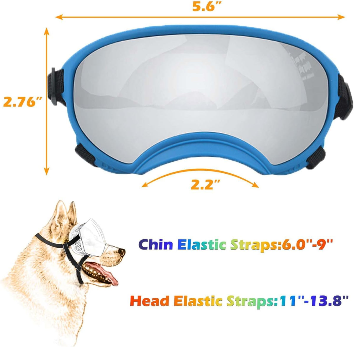 Medium Dog Sunglasses with Adjustable Strap UV Protection, Winproof Dog Puppy Sunglasses, Suitable
