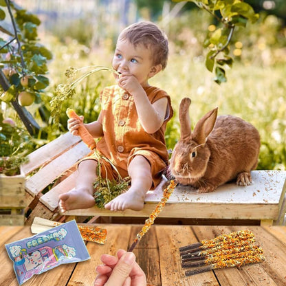 Apple Sticks for Rabbits, Natural Bunny Chew Toys Wood Treats Food for Small Animals,Hamsters