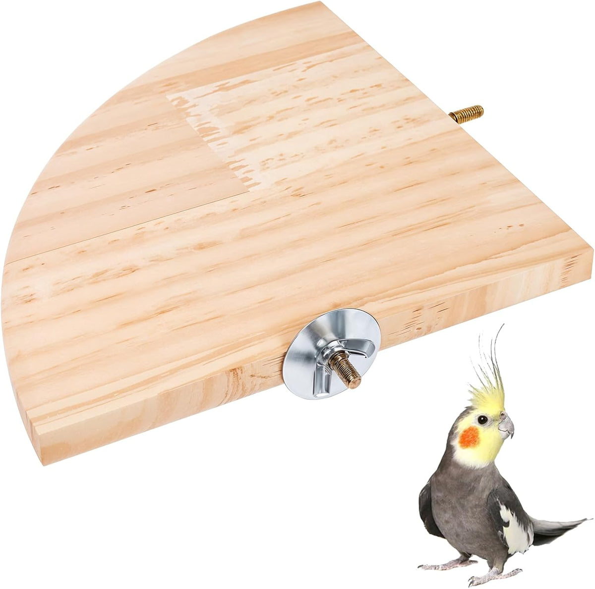 Bird Perch Platform Stand Wooden Parrot Perch Corner 6.7 Inches Fan Shape Playground Cage