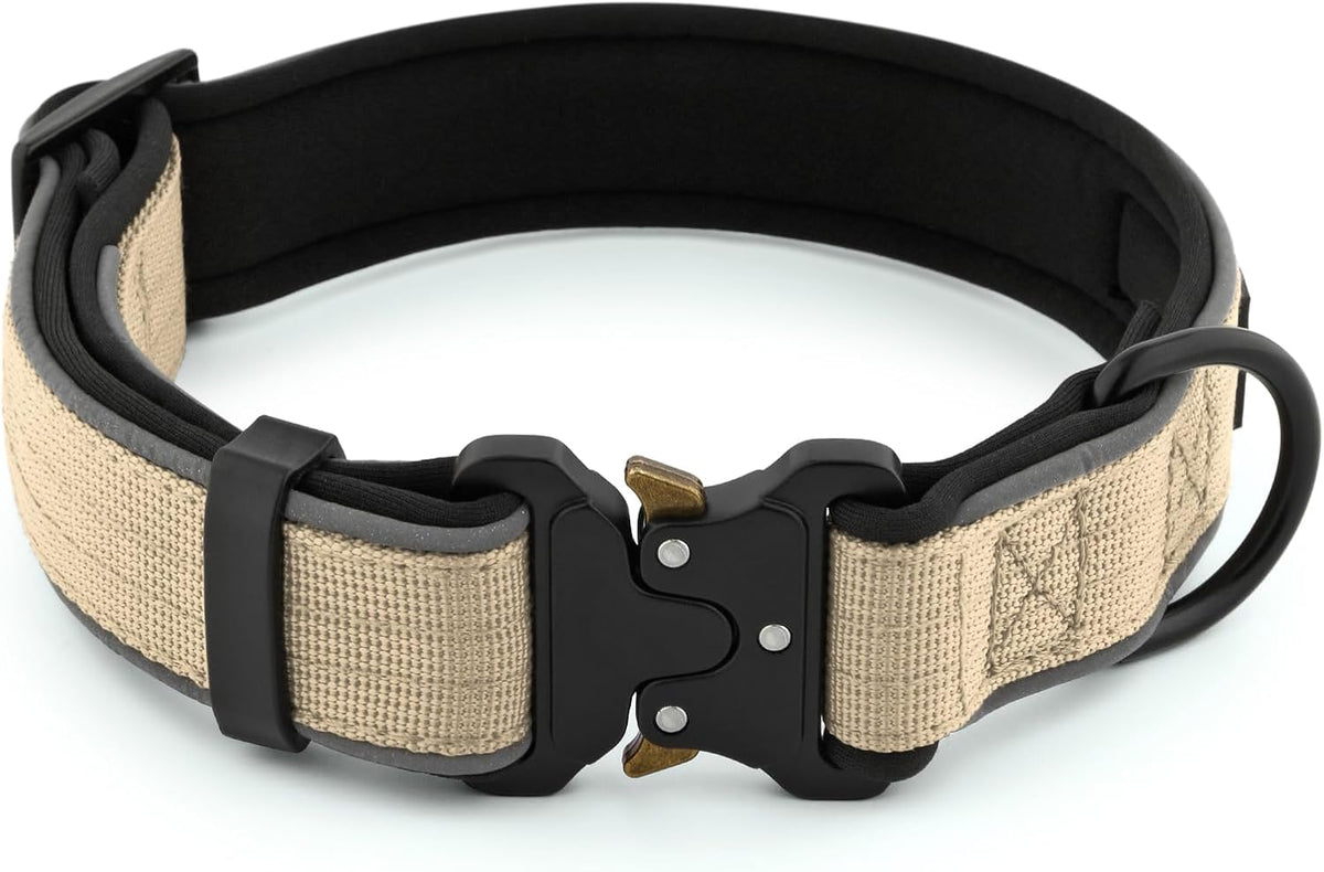 Plutus Pet Tactical Dog Collar, Reflective, Adjustable Heavy Duty Dog Collar, Soft Padded and