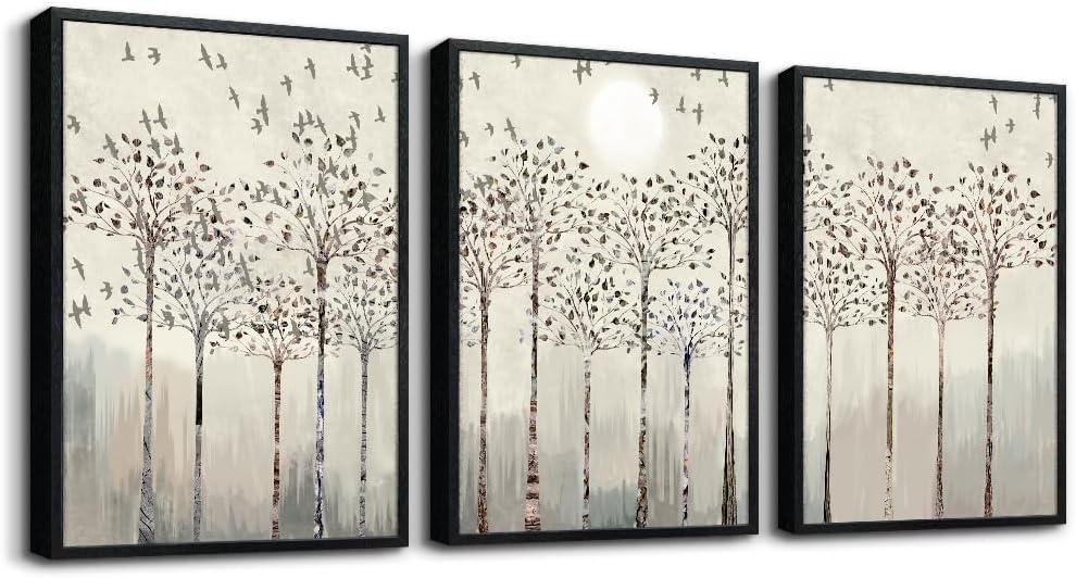 Black Framed Wall Art for Living Room Bedroom Wall Decor office Wall Decorations trees and birds