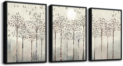 Black Framed Wall Art for Living Room Bedroom Wall Decor office Wall Decorations trees and birds