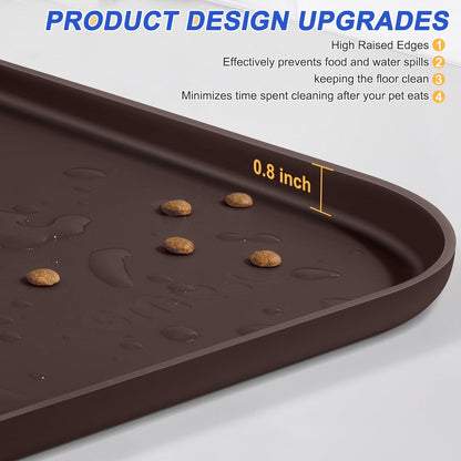 Silicone Pet Feeding Mat with Raised Edge for Food and Water, Dog Bowl Mats, Cat Bowls Placemat