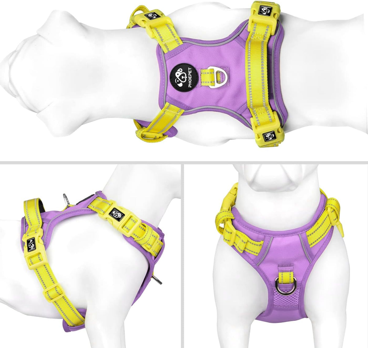 PHOEPET No Pull Dog Harness, Unique Colors Reflective Adjustable Dog Vest, with Soft Training