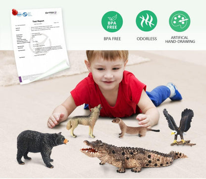 Volnau Safari Animal Figurines Toys 7PCS North America Figures Zoo Pack for Toddlers Kids Christmas