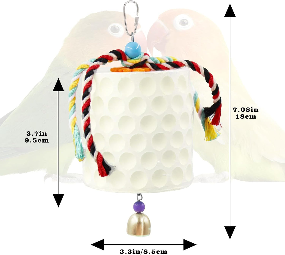 Extra Large Bird Chewing Toy, Parrot Beak Grinding Calcium Stone with Bells, Bird Cage Accessories