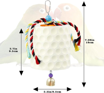 Extra Large Bird Chewing Toy, Parrot Beak Grinding Calcium Stone with Bells, Bird Cage Accessories