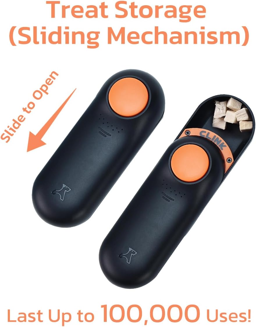 Clink Design Clicker Dog Trainer & Dog Treat Pouch Alternative, Puppy Essentials Dual Use 2 in 1