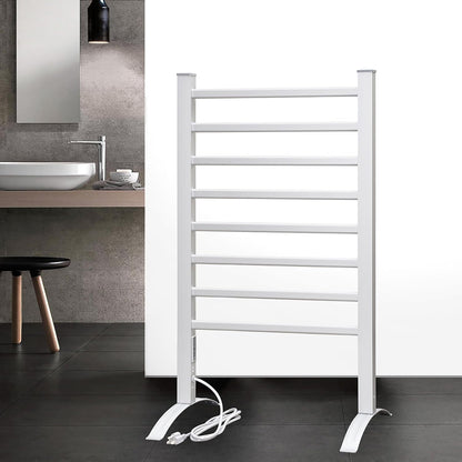 KEG Towel Warmer 8 Bars for Bathroom Freestanding or Wall Mounted Bath Towel Heater Plug-in with