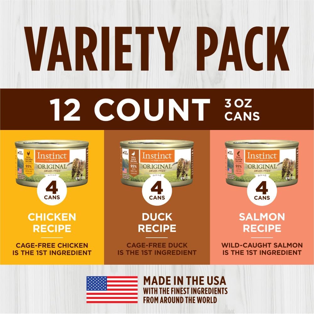 Instinct Original Grain Free Recipe Variety Pack Natural Wet Canned Cat Food by Nature's Variety, 3