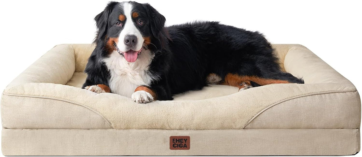 EHEYCIGA Memory Foam XXL Dog Bed for XLarge Sized, Extra Large Orthopedic Dog Sofa with Sides and