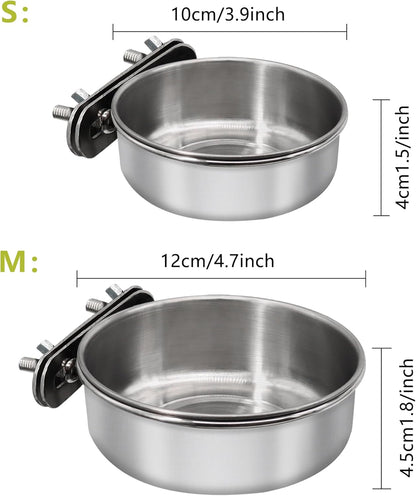 Small+Medium Bird Feeding Dish Cups,Parrot Food Bowl Cage with Clamp Holder Stainless