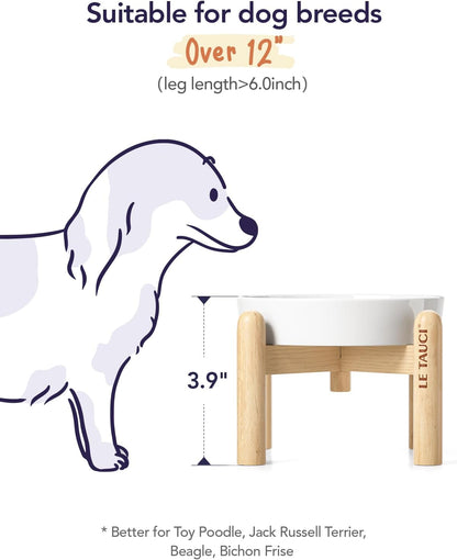 LE TAUCI Ceramic Slow Feeder Dog Bowls Small Breed, 0.6 Cups Elevated Dog Bowl for Fast Eaters