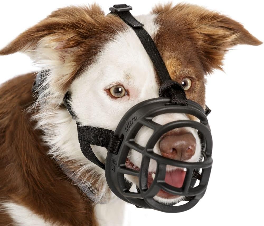 BASKERVILLE ULTRA MUZZLE - Patented Humane Design, Breathable, Dog can Pant and Drink, Adjustable