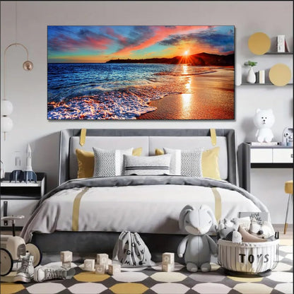 Yxbhhym-Large Pictures for Living Room Wall Art Sunset Beach Artwork for Wall Coastal Room Decor