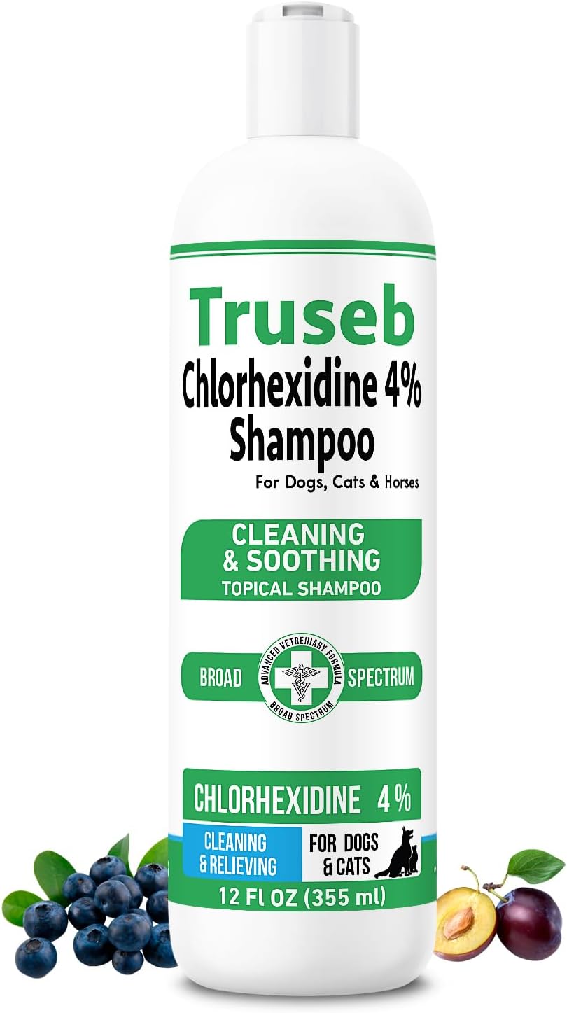 Truseb Topical Chlorhexidine 4% Shampoo for Dogs, Cats, and Horses with Plum/Blueberry Scent - 12
