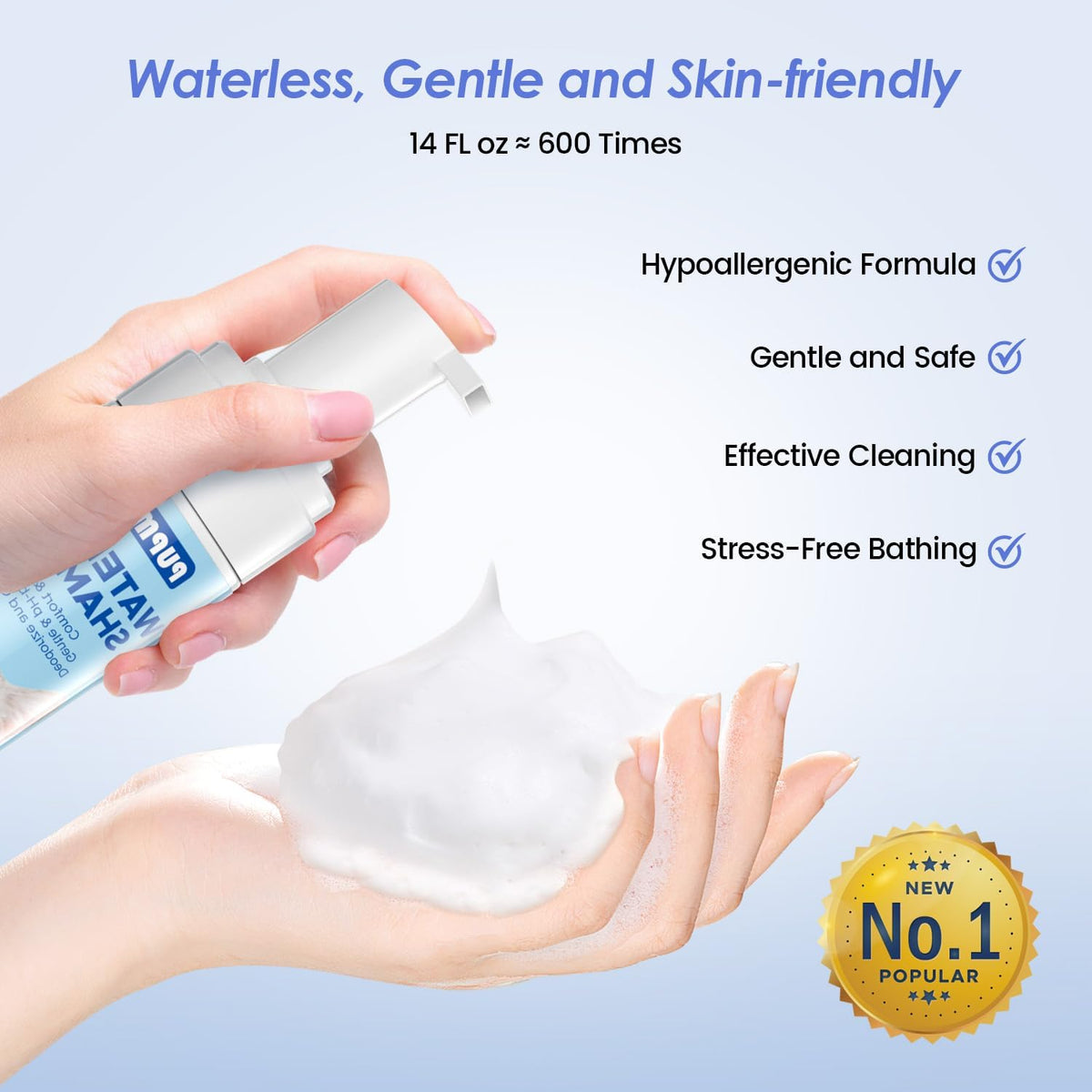 Waterless Cat Shampoo with Cat Brush - No Rinse Foam Dry Shampoo | Deep Cleansing Relieves Itchy