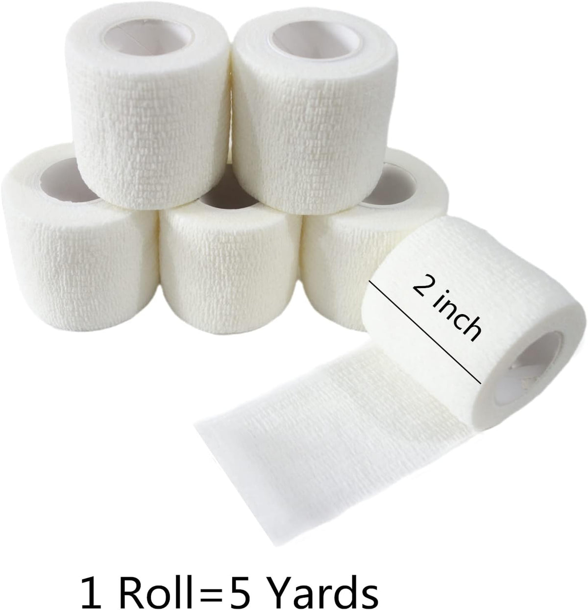 6 Pack 2" x 5 Yards Self Adhesive Bandage Wrap Breathable Cohesive Vet Wrap for Pets, Elastic