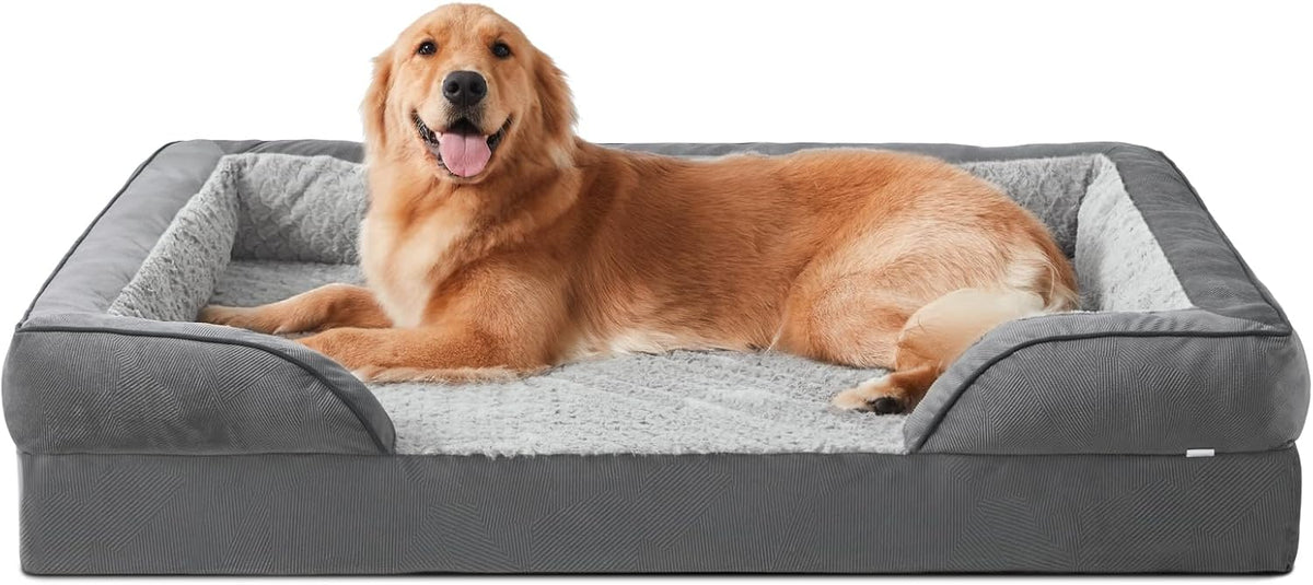 INVENHO Orthopedic Dog Beds Large Sized, XL Washable Dog Sofa with Egg-Crate Foam, Waterproof