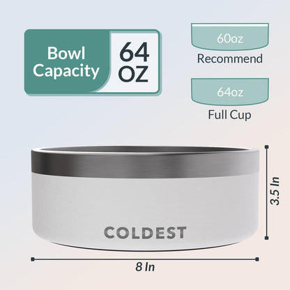 Coldest Dog Bowl - Anti Rust Metal, Non Slip, 3 Layers Insulated Stainless Steel Dog Bowls - Spill