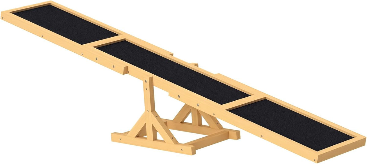 PawHut Wooden Dog Agility Seesaw for Training and Exercise, Platform Equipment Run Game Toy