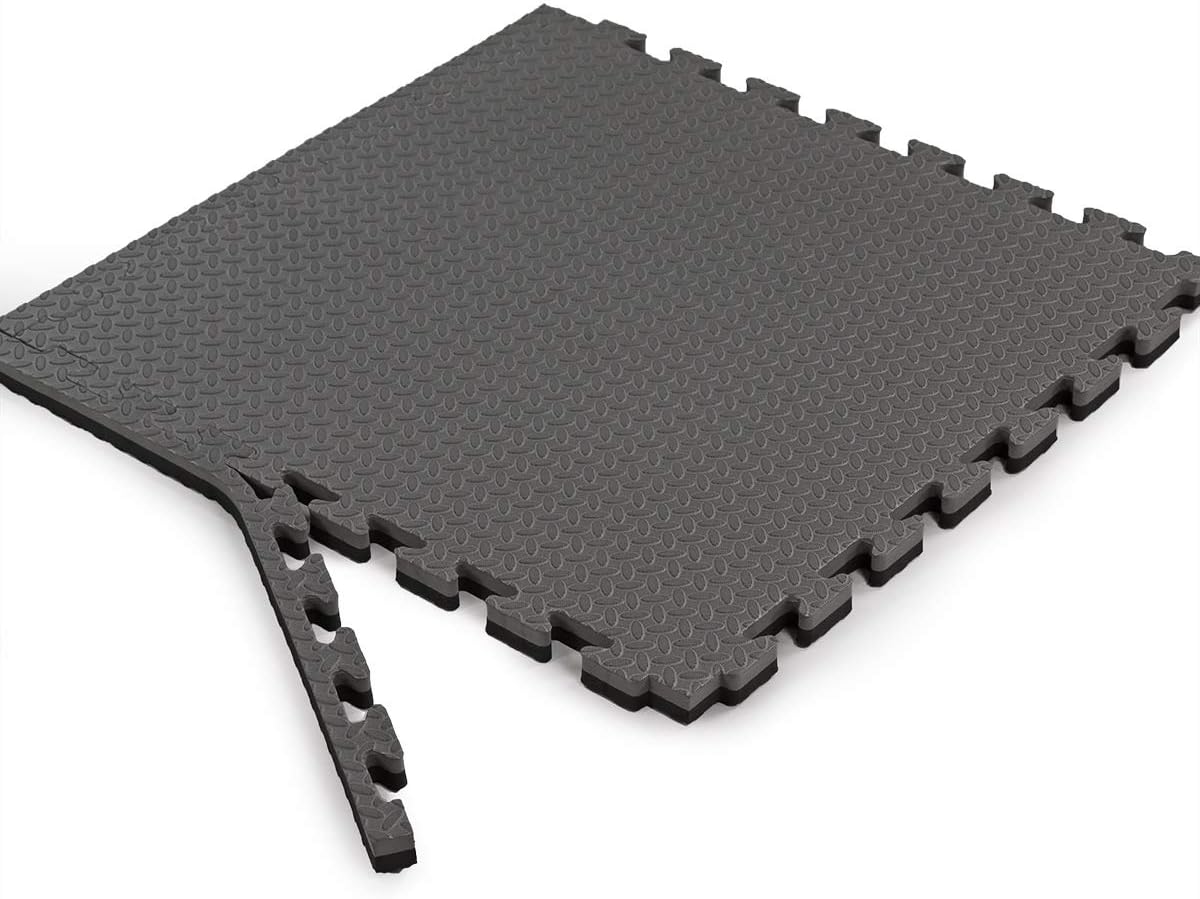 Xspec 1" Extra Thick 48 sq ft Reversible EVA Gym Foam Floor Mat Tiles (24" x 24"), Steel Pattern