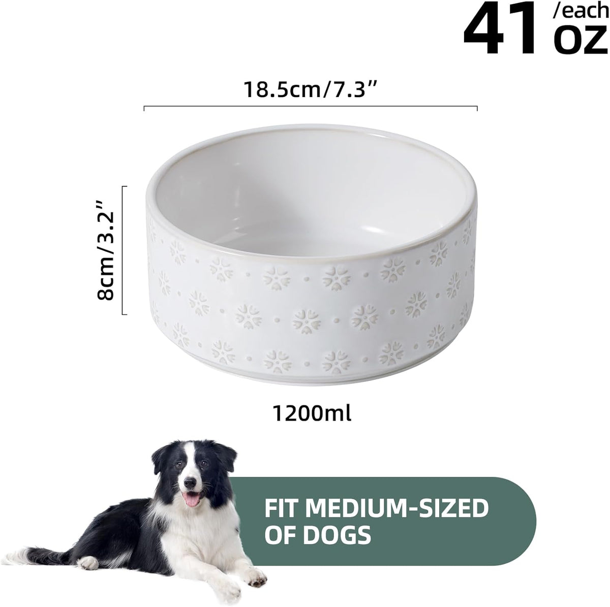 7.3inch Ceramic Dog Bowl, Food and Water Bowl for Medium Breed Dog, Pet Bowl for Replacement