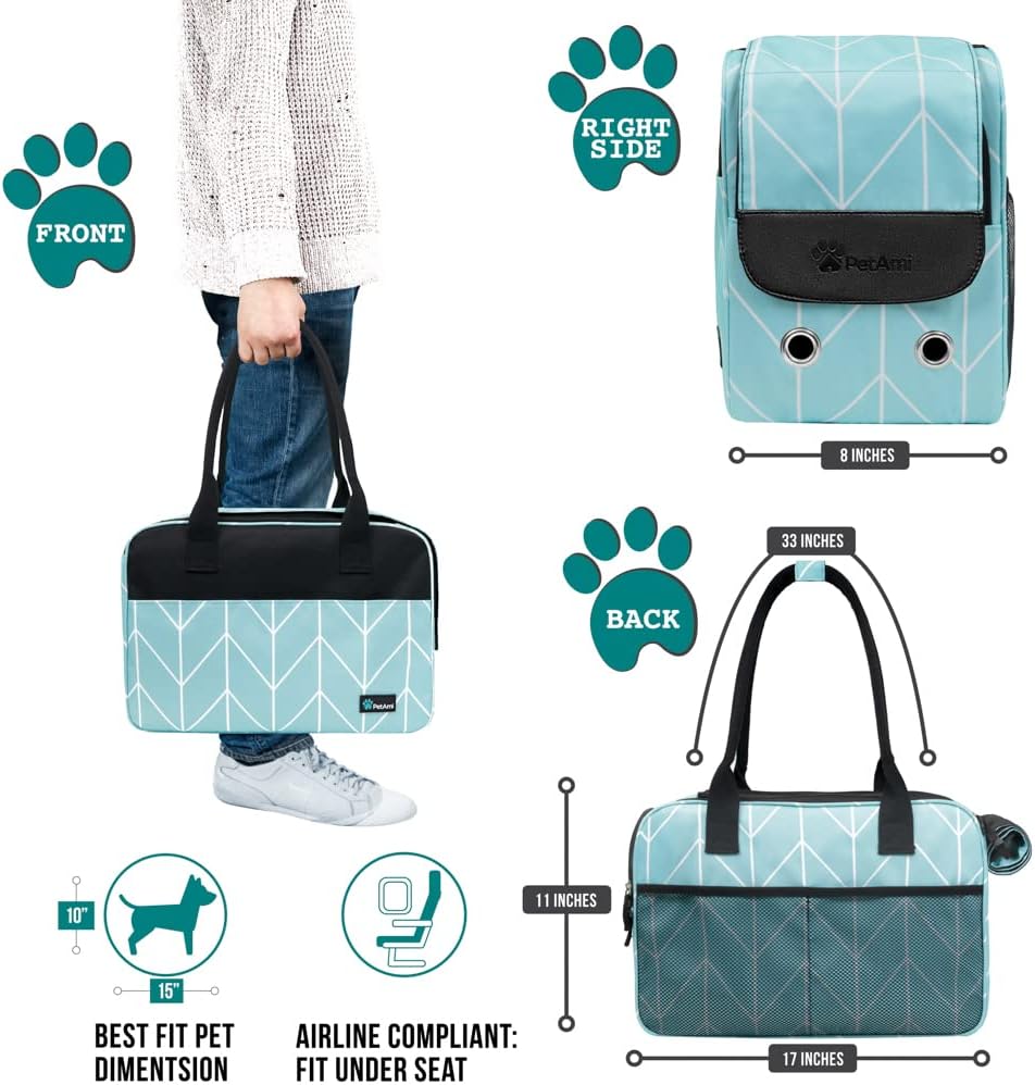 PetAmi Dog Purse Carrier for Small Dogs, Airline Approved Soft Sided Pet Carrier with Pockets