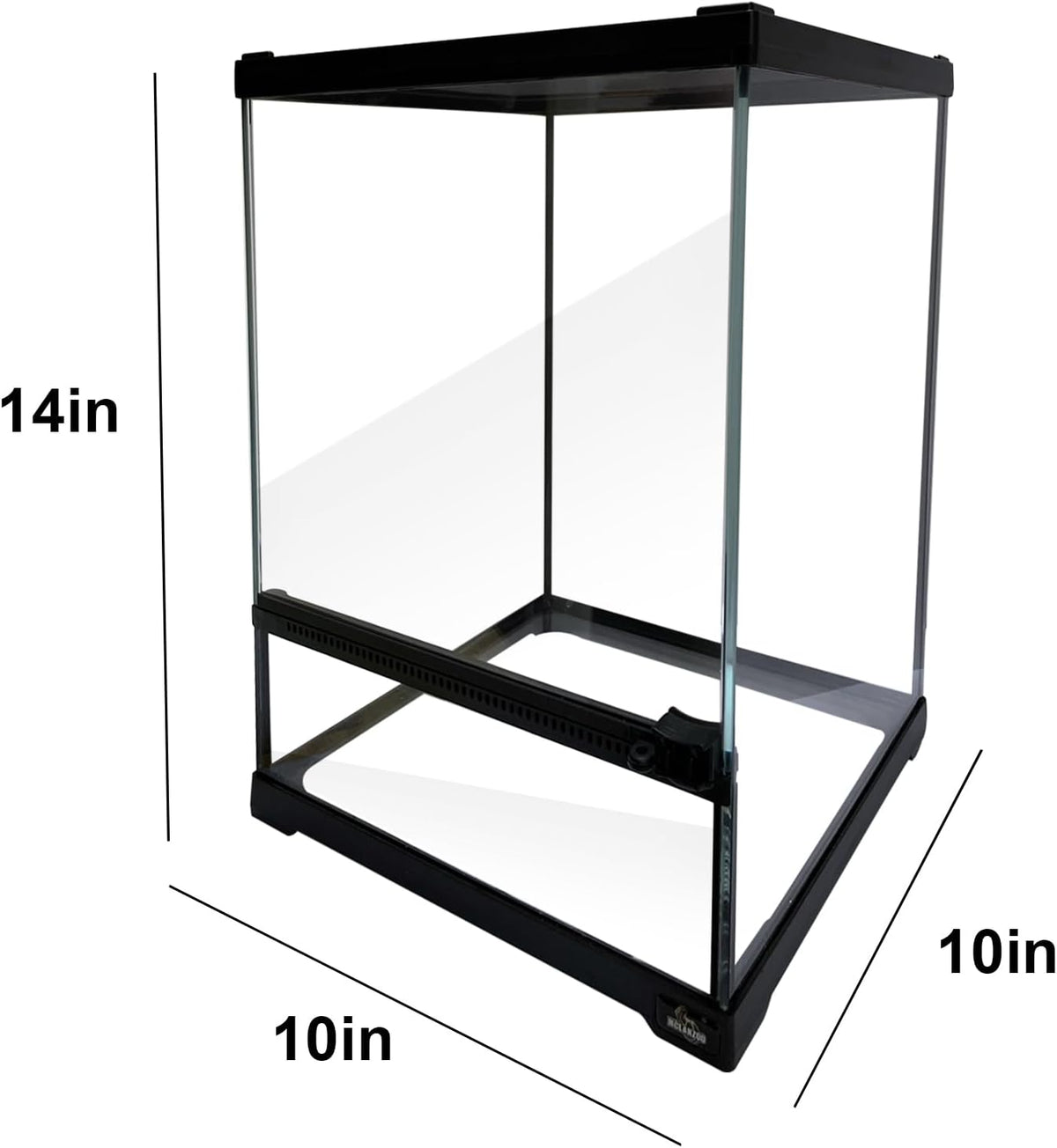 Reptile Glass Terrarium Tank 10 * 10 * 14in, Full View with Front Opening Door,Amphibians Enclosure