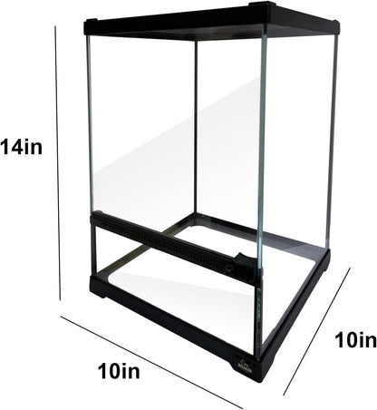 Reptile Glass Terrarium Tank 10 * 10 * 14in, Full View with Front Opening Door,Amphibians Enclosure