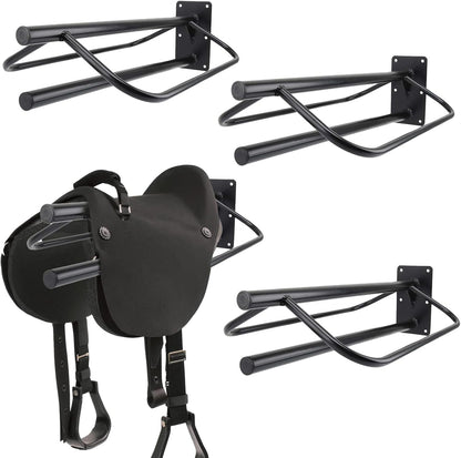 4 Pack Saddle Rack with Pad Bar,Heavy Duty Wall Mounted Saddle Stand Saddle Pad Rack for English