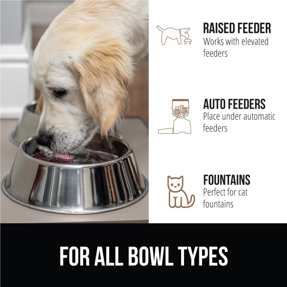 GORILLA GRIP 100% Waterproof Raised Edge BPA Free Silicone Pet Feeding Mat, Dog Cat Food Mats