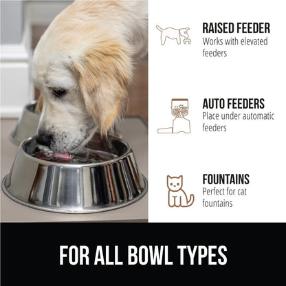 GORILLA GRIP 100% Waterproof Raised Edge BPA Free Silicone Pet Feeding Mat, Dog Cat Food Mats