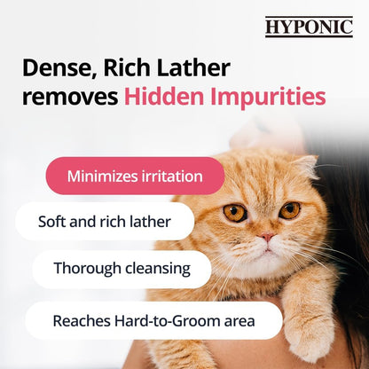 HYPONIC Hypoallergenic Premium Shampoo for All Cats (Unscented, 10.14 oz) - Fragrance Free Cat