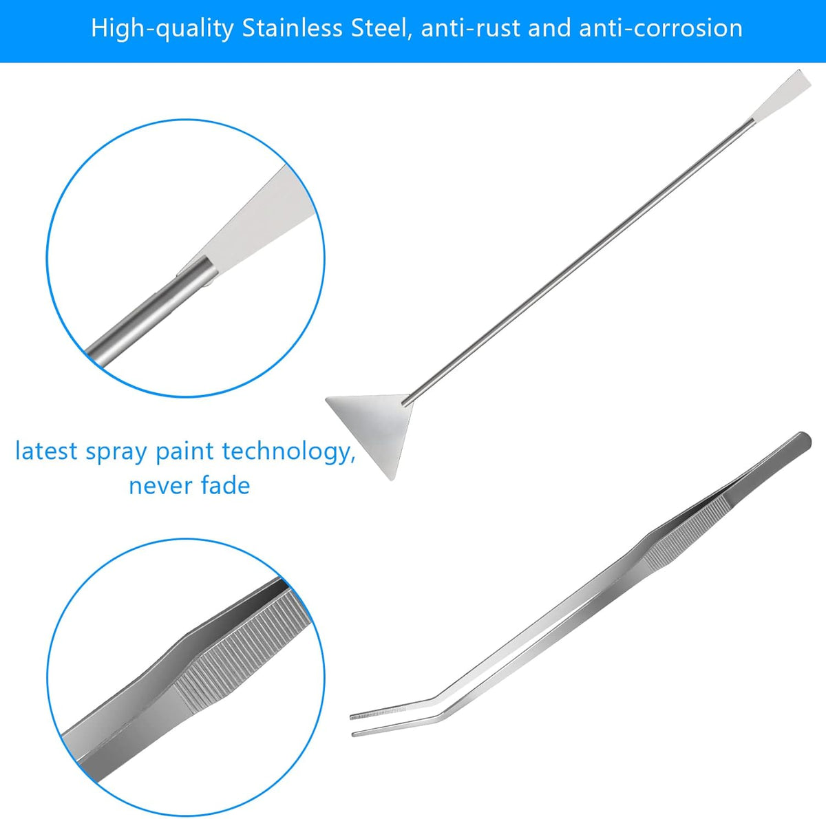 Aquarium Aquascape Tools Kit 15in, 4 in 1 Anti-Rust Aquatic Plant Aquascaping Tool Stainless Steel