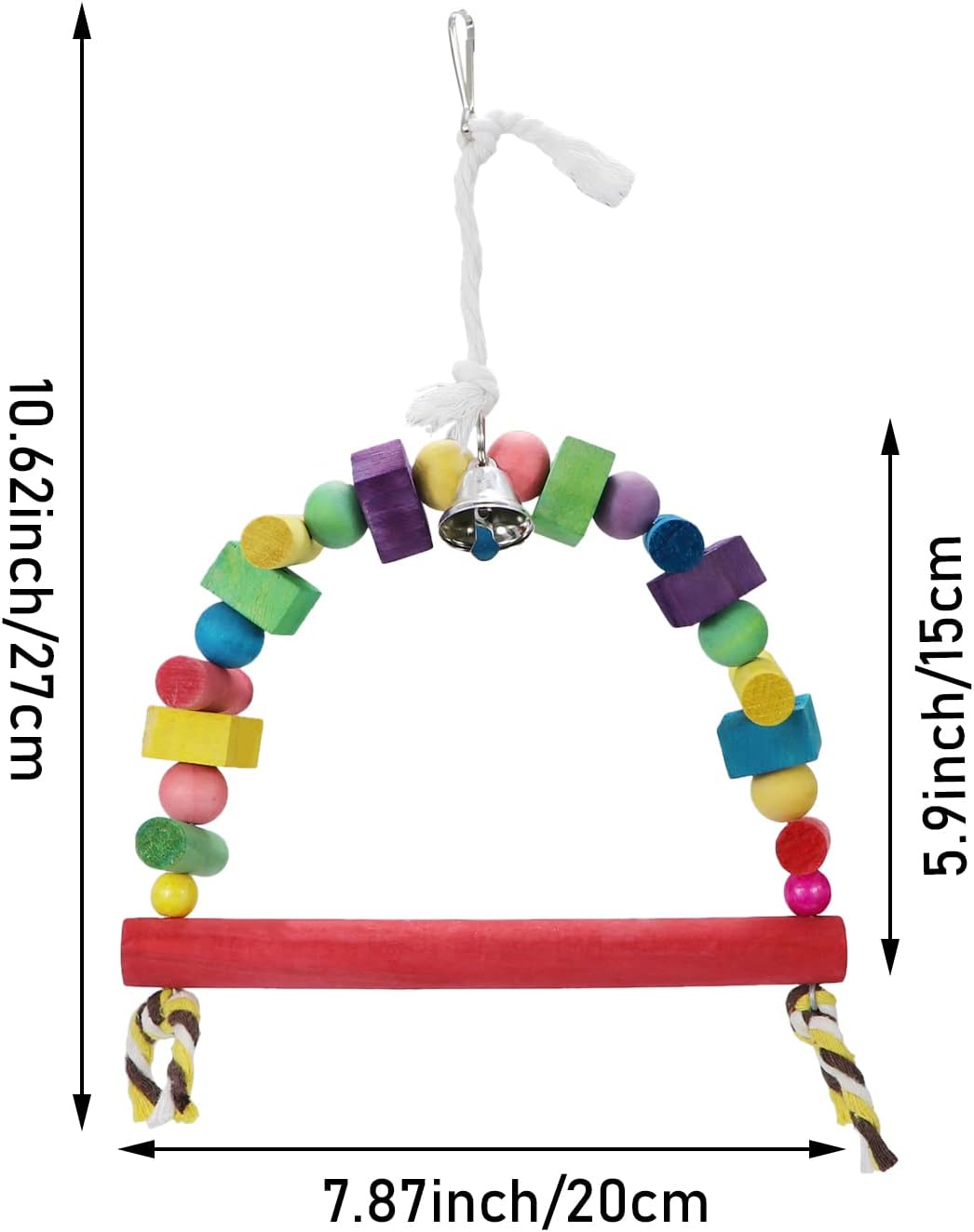Litewoo Bird Swing Toys Natural Wood Knots Block Rainbow Bridge Wooden Hanging Bells Toys for