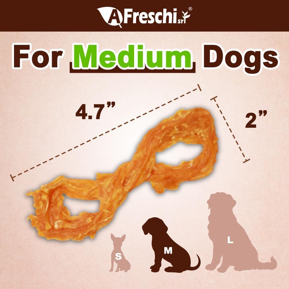 Afreschi Natural Turkey Tendon Rope (M) 20 Units/Box, Dog Treats for Signature Series, All Natural