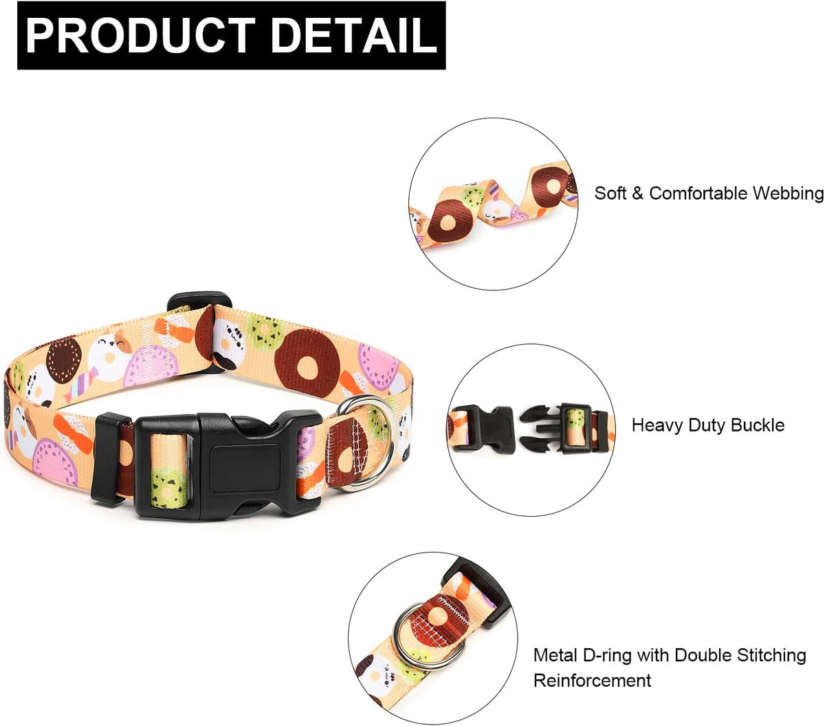 Mercano Adjustable Dog Collar - Special Design Patterns, Soft Nylon Comfortable Durable Pet Collar