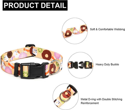 Mercano Adjustable Dog Collar - Special Design Patterns, Soft Nylon Comfortable Durable Pet Collar